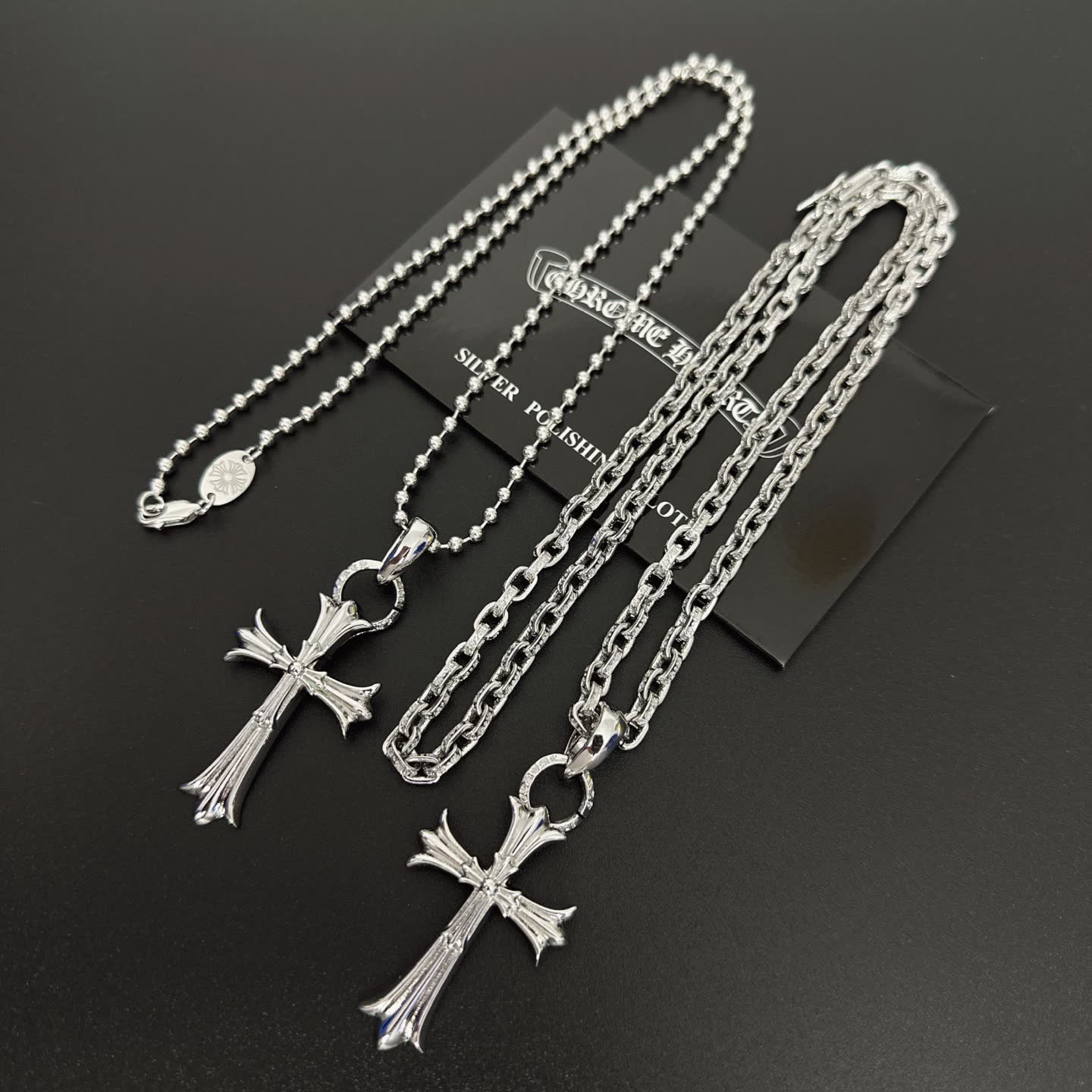 Chrome Hearts Silver Cross Pendant Necklace